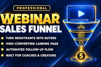 build webinar sales funnel, webinar landing page and email marketing funnel
