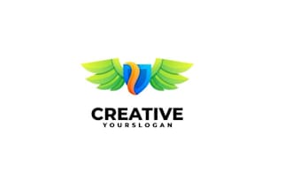 design a modern wing shield gradient logo for your brand