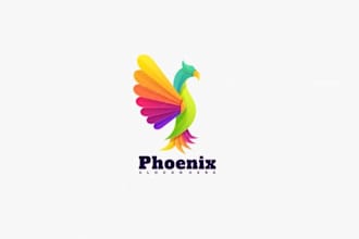 design a colorful gradient phoenix logo in vector format