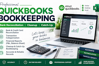 do quickbooks bookkeeping, bank reconciliation and cleanup