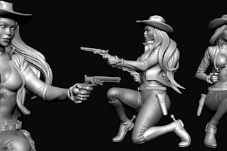 create a custom 3d character model, statues miniatures bust for 3d printing stl