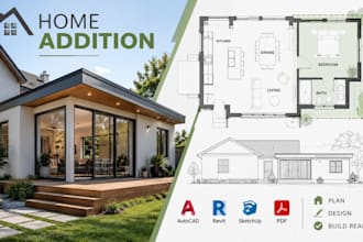 design home addition floor plan, room layout and residential cad drawings