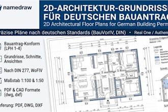 draw 2d architectural floor plans for german bauantrag building permit