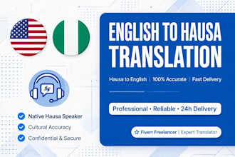 translate english to hausa and hausa to english professionally