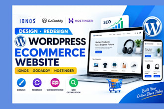 design redesign ionos ecommerce wordpress website on godaddy hostinger ionos seo