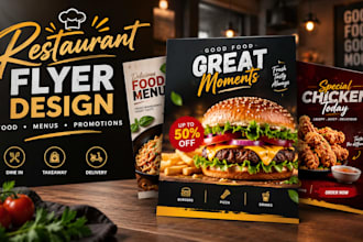 do restaurant flyer design for food promotion offers menus and catering services
