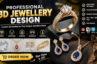 design custom 3d jewelry cad models for 3d printing
