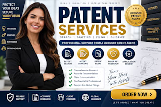 be your licensed patent agent, do patent search, patent drafting and filling