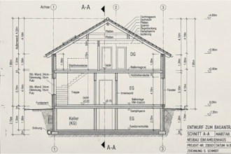 draft architectural cross section drawings schnitte for german bauantrag