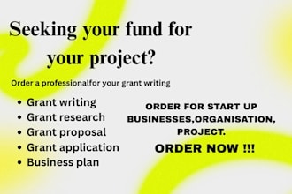 do grant research, grant writing, grant proposal, business plan for startups