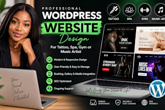 suitable design tattoo, spa, gym or music artist website on wordpress
