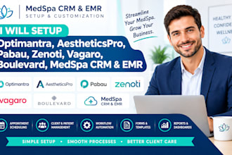 setup optimantra, aestheticspro pabau zenoti vagaro boulevard medspa CRM nd emr