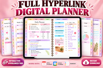 design printable journal, digital planner, hyperlink planner, kdp journal