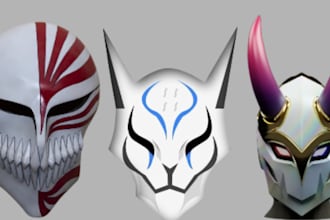 3d print and paint custom cosplay armor, anime mask and helmet