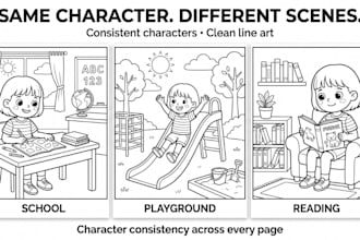 draw kids coloring pages activity book cover design and line art for amazon kdp