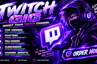 organically promote and boost your twitch channel live viewers, twitch chatters