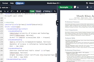 help you design your document in latex overleaf
