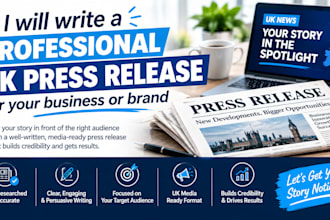 write a professional UK press release  for your business or brand