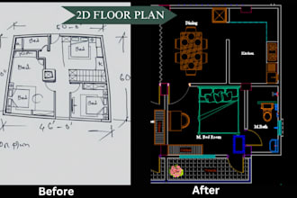 redraw pdf, image or hand sketch to autocad 2d floor plan