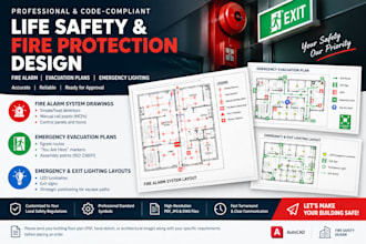 design professional fire alarm and emergency evacuation plan drawings