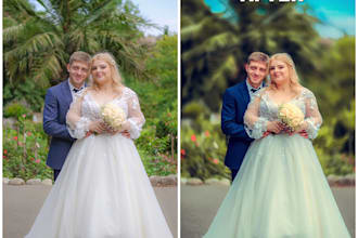 do wedding photo editing with natural background blur