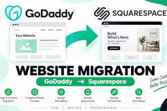 migrate godaddy to squarespace , website migration redesign and setup