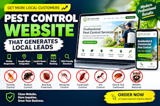 design pest control website, exterminator website and pest control leads fb ads