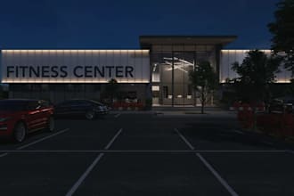 modern commercial gym interior, fitness center, sport facilities layout render