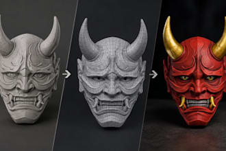 sculpt 3d demon mask, 3d halloween mask, 3d print and paint