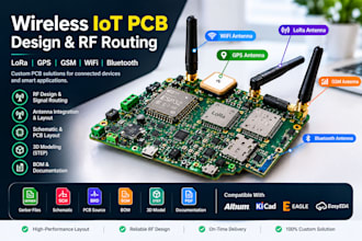 design wireless lot pcb, rf routing, and lora gps gsm wifi bluetooth antennas