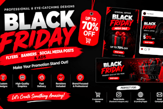 design black friday flyers, sale banners and social media ads