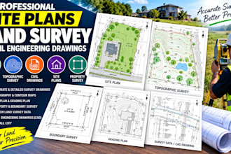 site plans land survey, civil engineering drawings property survey, cad drawings
