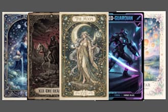 design custom tarot card , tcg cards, trading cards and game card art