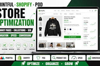 printful shopify pod product pages collections navigation speed conversion SEO
