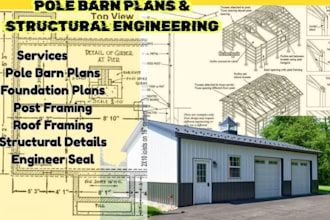 design pole barn plans,foundation plan, post framing,roof framing, engineer seal