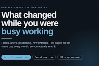 deliver a monthly competitor monitoring report for your market