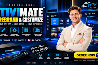 do premium tivimate rebrand, iptv rebrand with admin panel and logo, app name