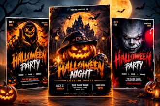 design halloween vintage spooky dj birthday party poster tshirt event flyers