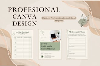 design custom canva planners, workbooks, and  lead magnets