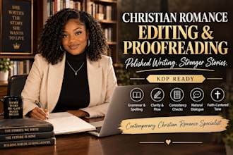 edit proofread contemporary christian romance manuscript for kdp publish