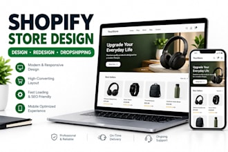 design shopify website, redesign shopify store, shopify droppshiping store