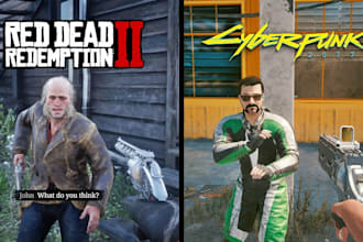 mod red dead redemption 2, gta 5, cyberpunk 2077, and skyrim with custom assets
