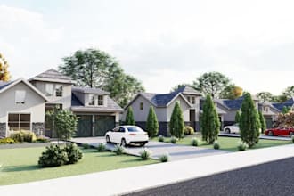 3d master plans, architectural site planning, real estate visualization render