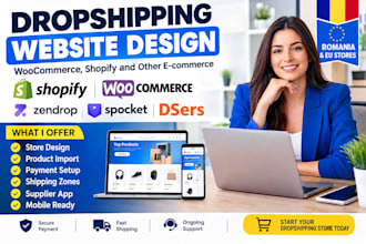 setup shopify, woocommerce romania dropshipping store with zendrop spocket dsers