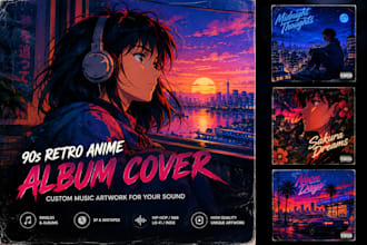 create a 90s retro anime album or single cover for your music
