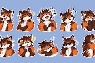 create costume furry stickers furry art sticker pack for telegram and discord