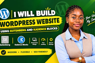 build wordpress website using gutenberg and kadence blocks