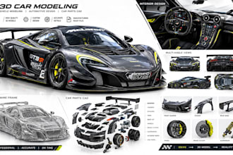 do 3d car modeling, vehicle modeling, automotive design and car parts cad