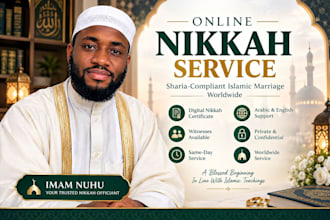 perform your online nikah as imam provide witnesses, wali and nikah certificate