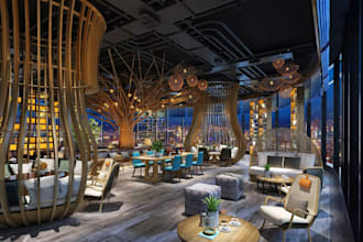 3d interior design restaurant, salon, cafe, bar, lounge, clinic, nail and spa